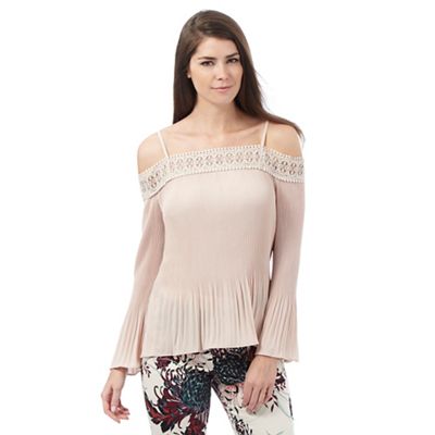 Star by Julien Macdonald Light pink off the shoulder pleated top